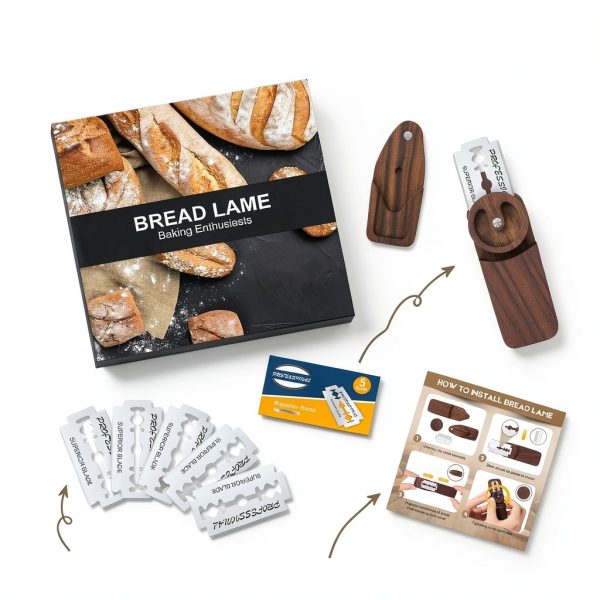 Magnetic Bread Lame HHZPAEK Scoring Tool with Turntable Black Walnut-6