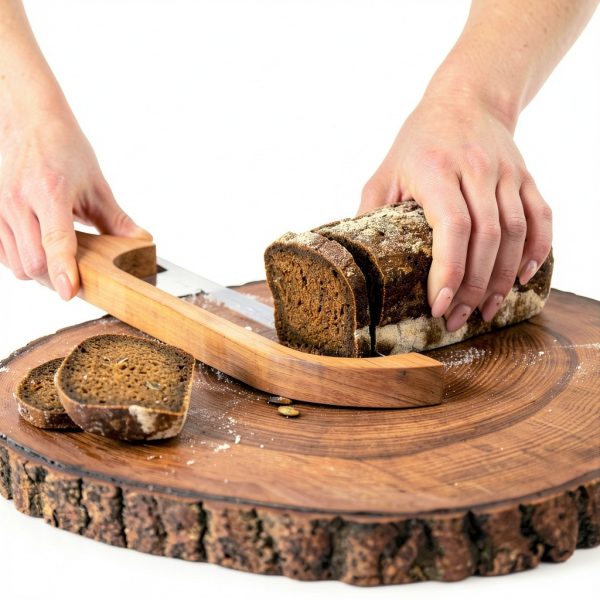 Wooden Bread Bow Knife Cherry TYOARO 16" Serrated Stainless Steel-1