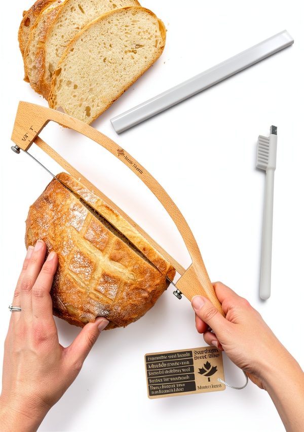 Adjustable Bread Knife MonteHerra 17in Beech Handle Thickness Guides-0