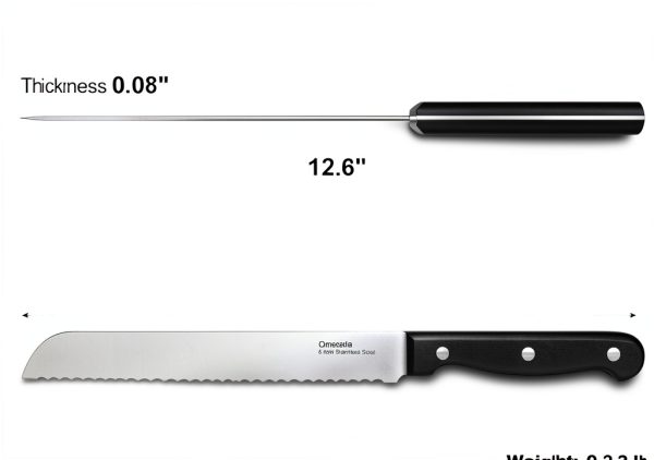 Bread Knife Omesata 8-Inch Serrated Stainless Steel Full Tang Kitchen-1