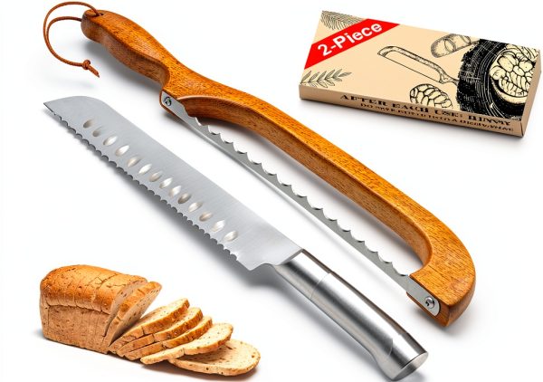 Sourdough Bread Knife by SeLucky 2-Pack Wood Handle-0