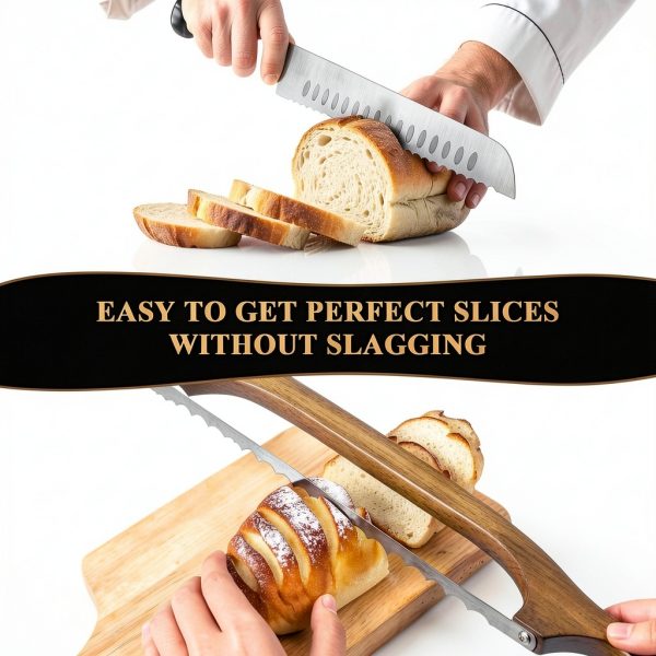 Sourdough Bread Knife by SeLucky 2-Pack Wood Handle-4
