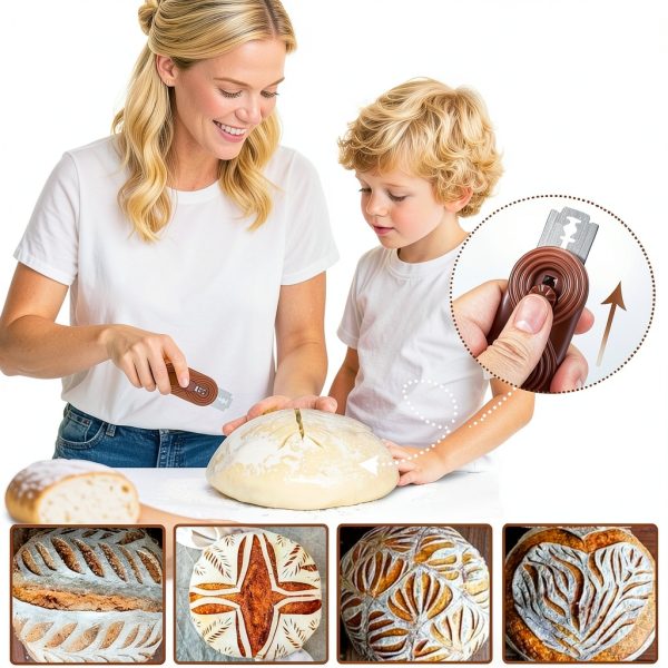 Bread Lame Upgraded Extractable Lame Bread Tool& Anti-Slip Handle with Long Retractable Razor Magnetic Reusable Dough Scoring Tool, Sourdough Scoring tool （Bread Making 5 Razor Blades）-1